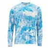 Simms Solarflex Crewneck Shirt Cloud Camo Blue