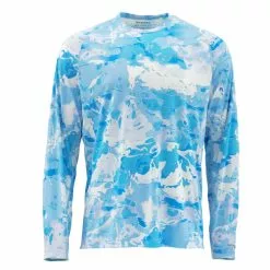 Simms Solarflex Crewneck Shirt Cloud Camo Blue